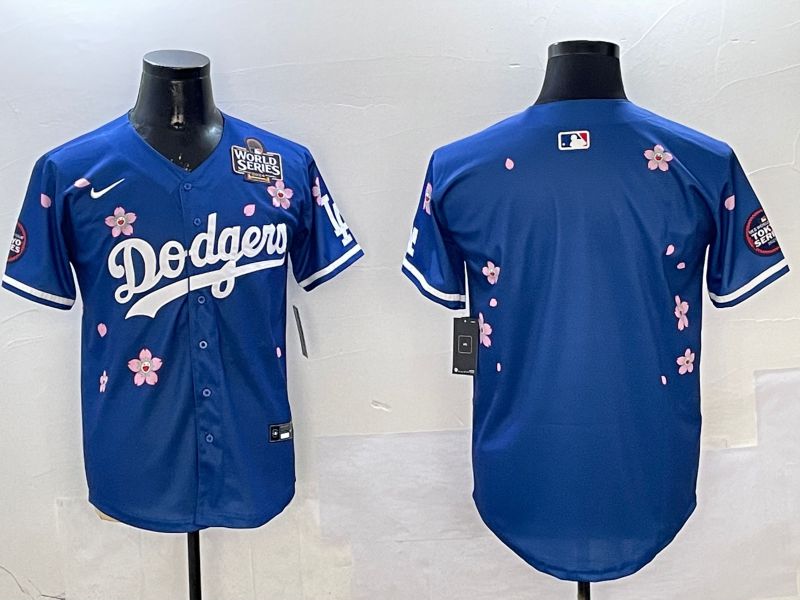 Men Los Angeles Dodgers Blank Blue Sakura Edition 2025 Nike MLB Jersey style 2->los angeles dodgers->MLB Jersey